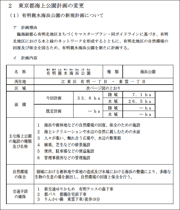 東京都海上公園計画の変更計画理由