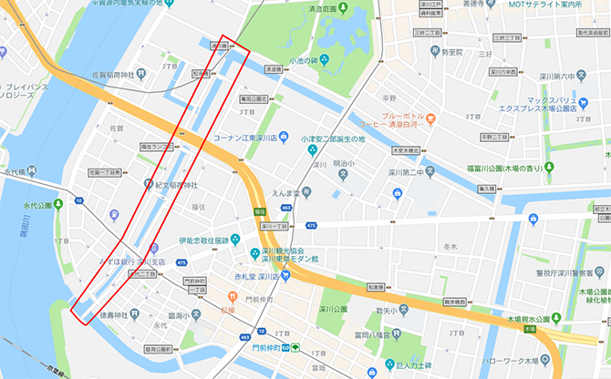 江東区大島川西支川の位置