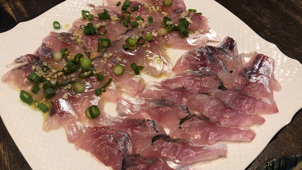 アジの刺身、カルパッチョ