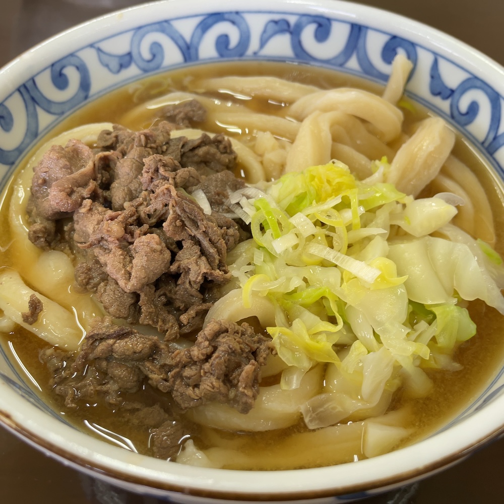 吉田うどんの肉うどん大盛り